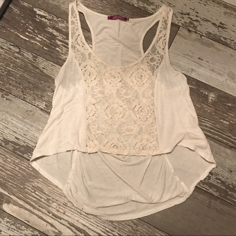 Ivory lace hi-low tank top
